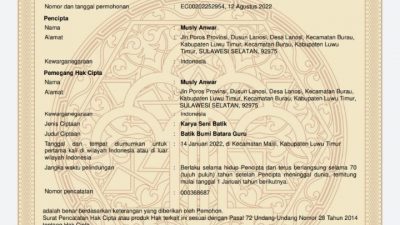 KEREN! Tiga Motif Batik Asal Luwu Timur Dapat Hak Cipta Kemenkumham